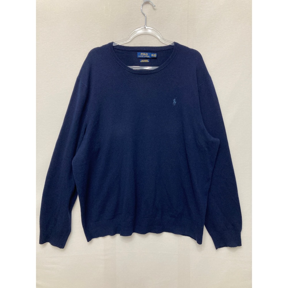 Polo Ralph Lauren‎ Mens XXL Navy 100% Cashmere Washable Crew Neck Quiet Luxury